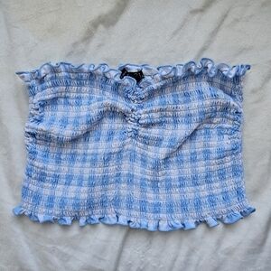 Gingham Ruched Tube Top . Large